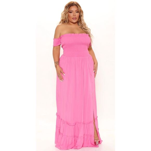 Fashion Nova Dresses & Skirts - Fashion Nova Large Pink Laurel Off Shoulder Maxi Dress Wedding Brunch Summer